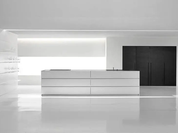 Modern kitchen with island Minimal Artigianali Atelier Interiors