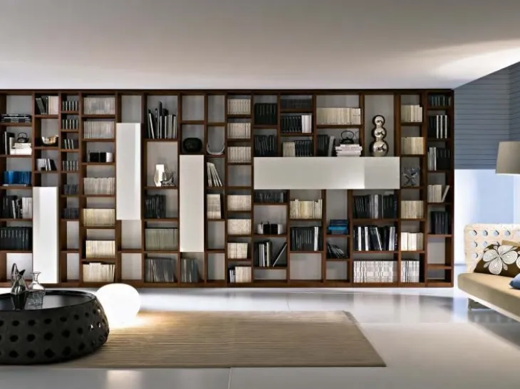 Horizon bookcase in glossy lacquered Mobilgam